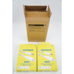 2-Pack New Connect Onn Braided Lightning To USB-C Cable 6' MFi-Certified